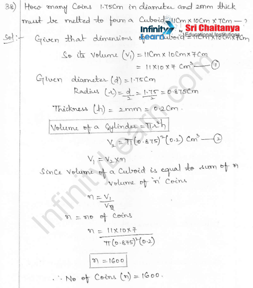 RD Sharma Class 10 Solutions Surface areas and Volumes Ex 16.1 Q38